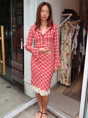 May Midi Skirt in Red Gingham