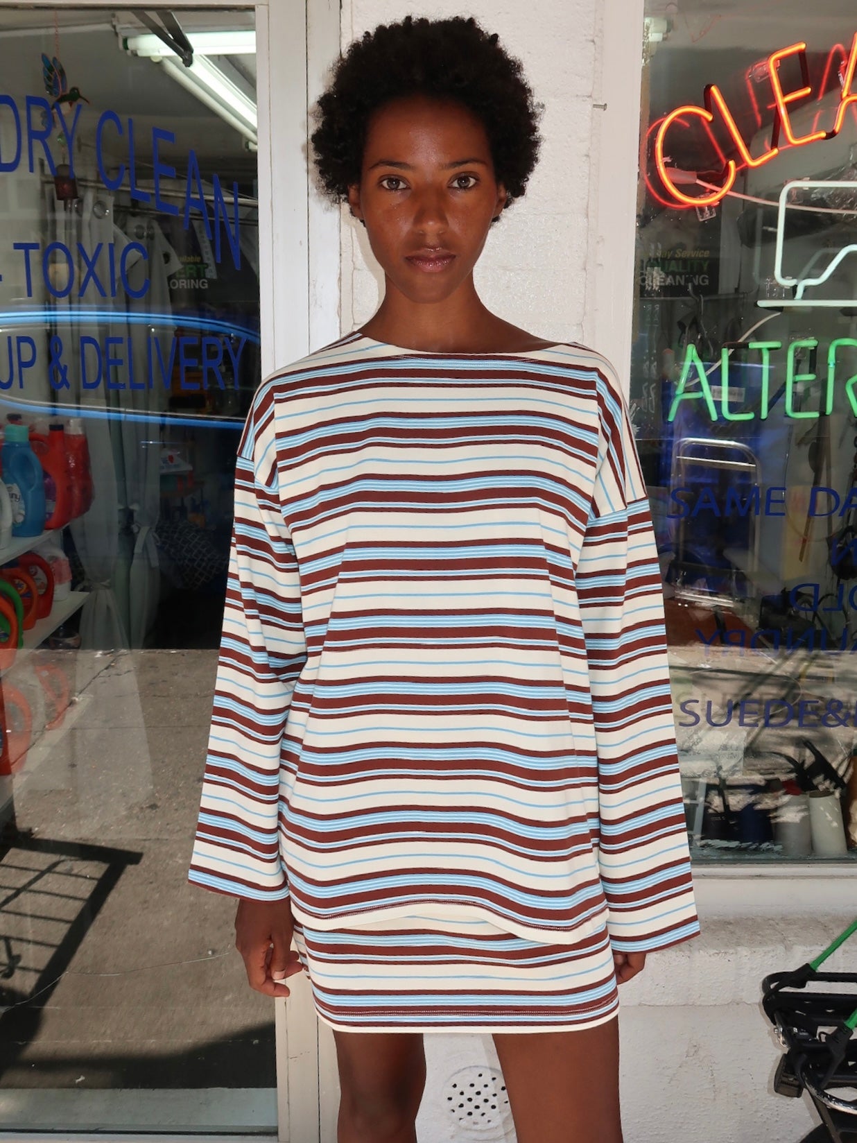 Nadine Top in Chocolate Multi Stripe