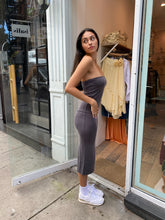 Load image into Gallery viewer, Strapless Jersey Midi Dress in Graphite

