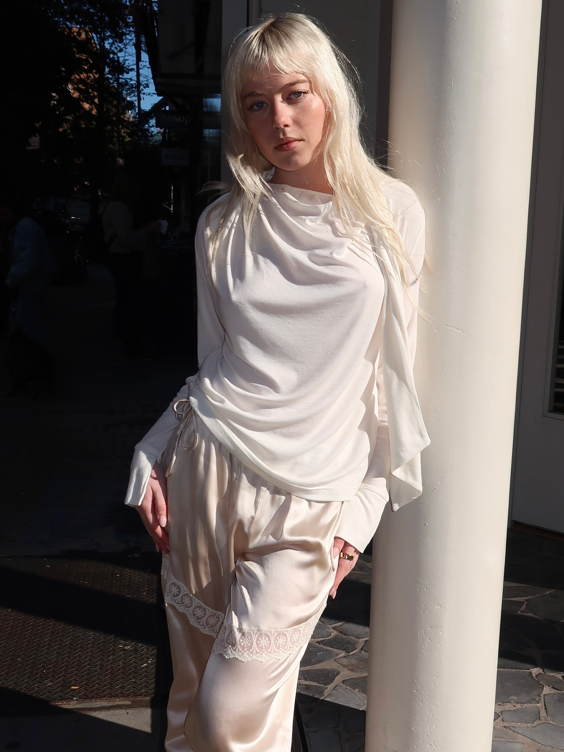 Breanna Scarf Blouse in Ecru