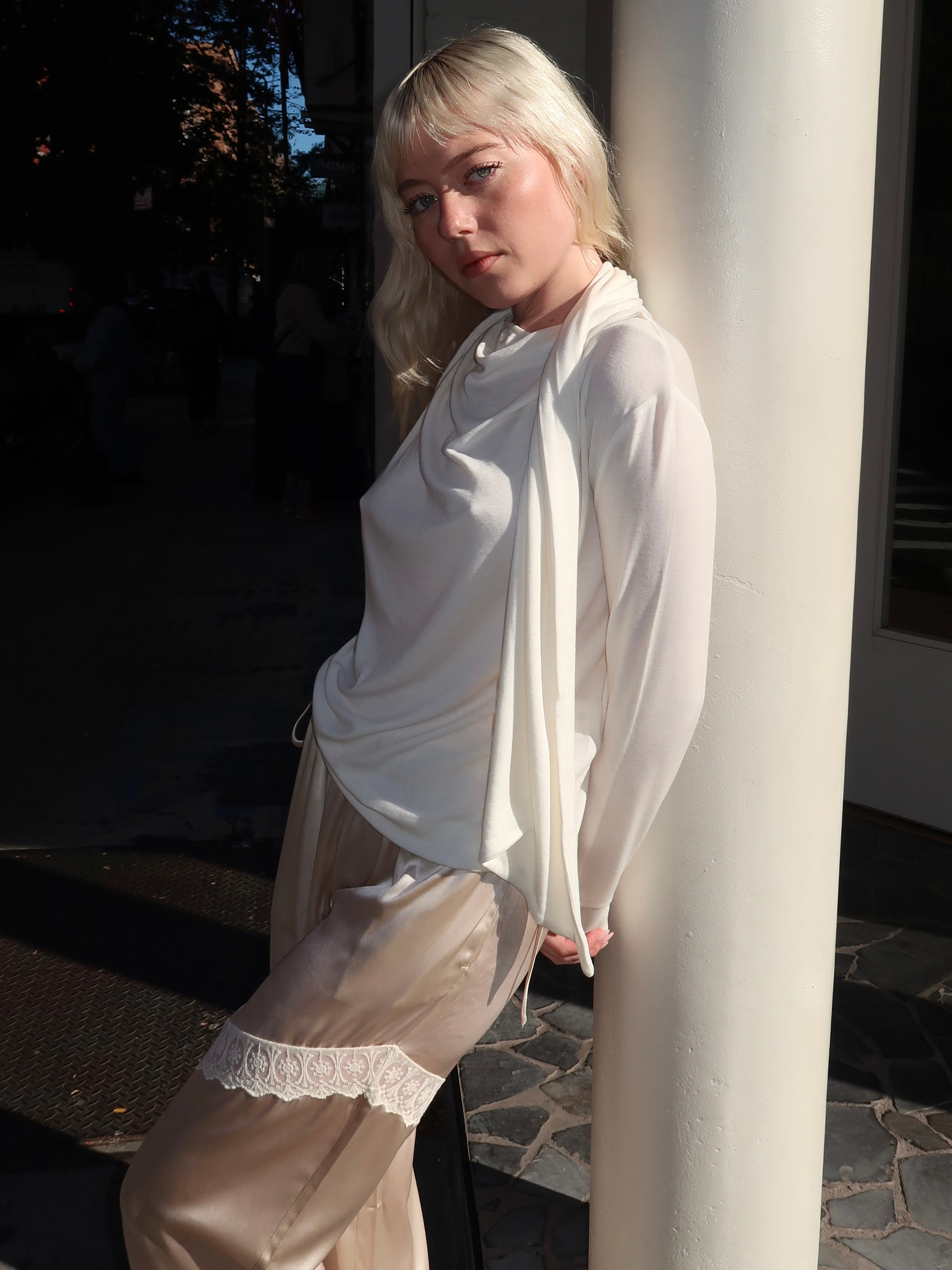 Breanna Scarf Blouse in Ecru