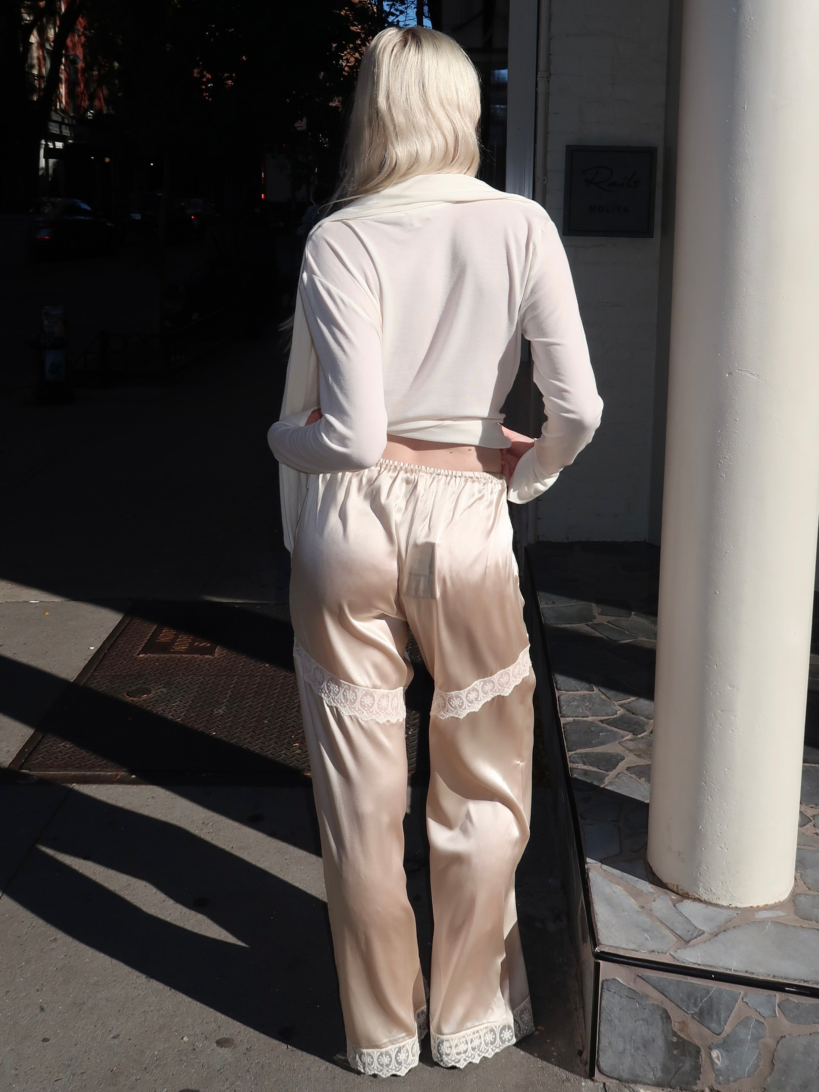 Cata Lace Pant in Ecru