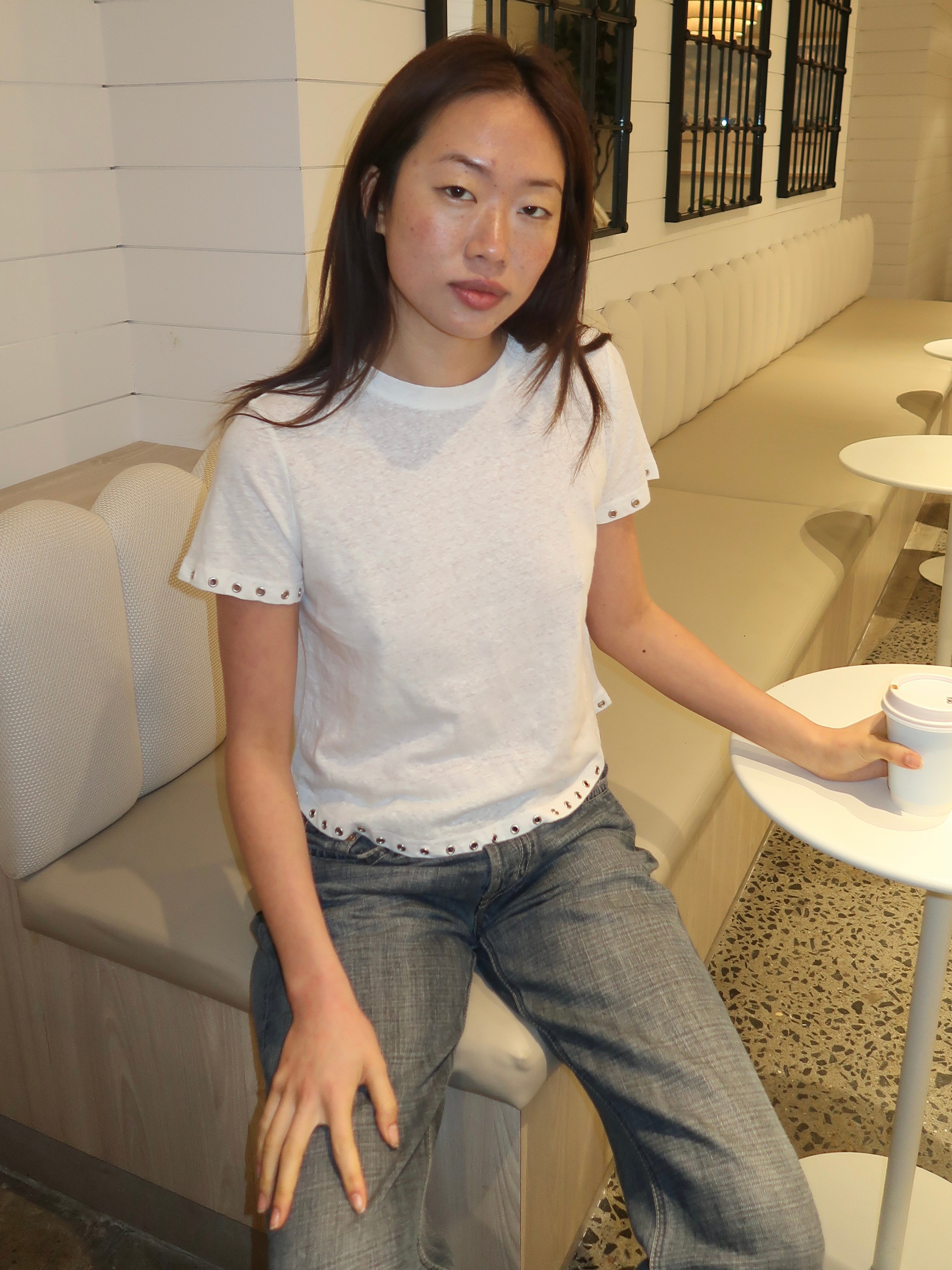 Zach Top in Stud Trim White