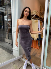 Load image into Gallery viewer, Strapless Jersey Midi Dress in Graphite
