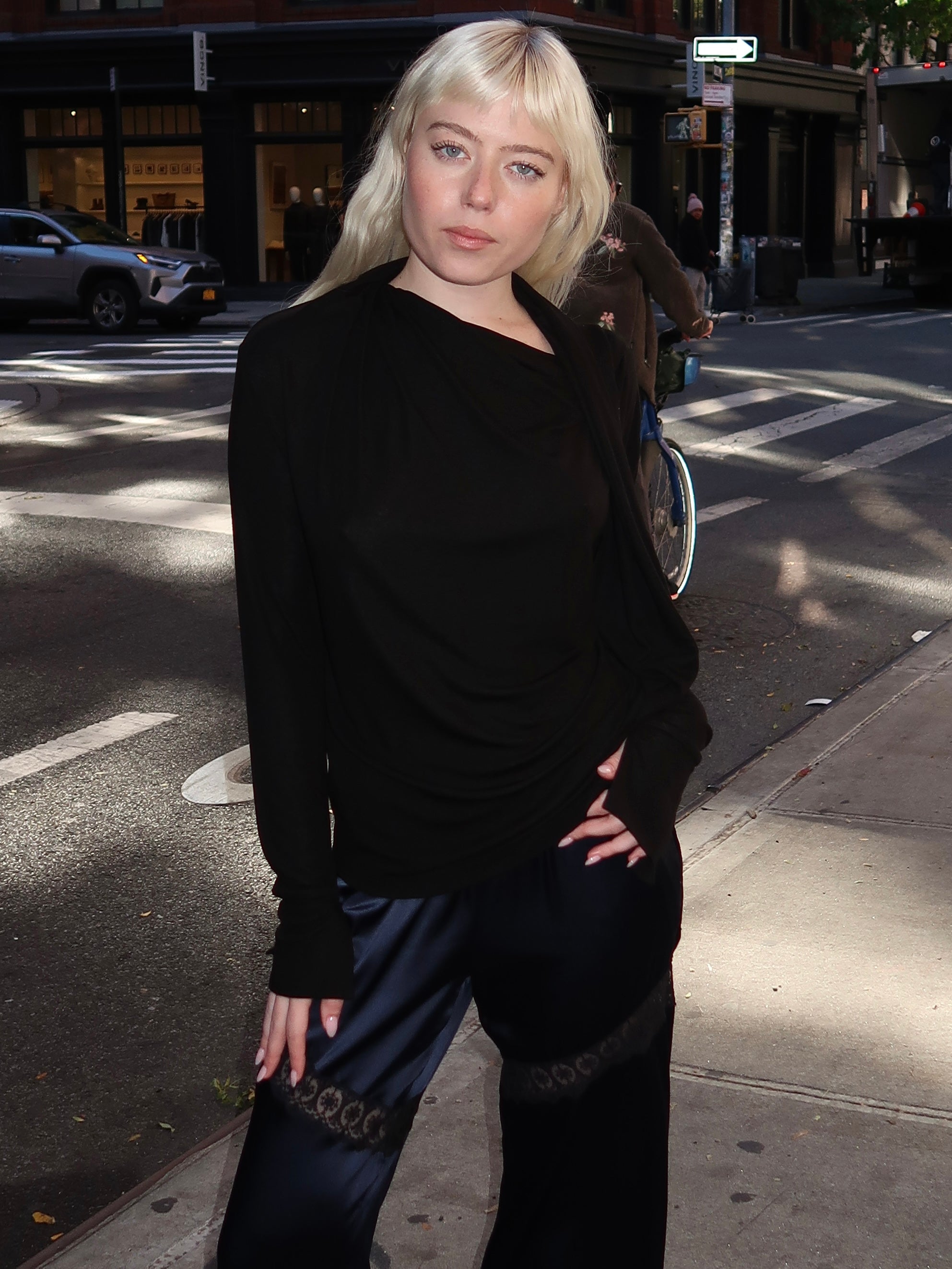 Breanna Scarf Blouse in Black