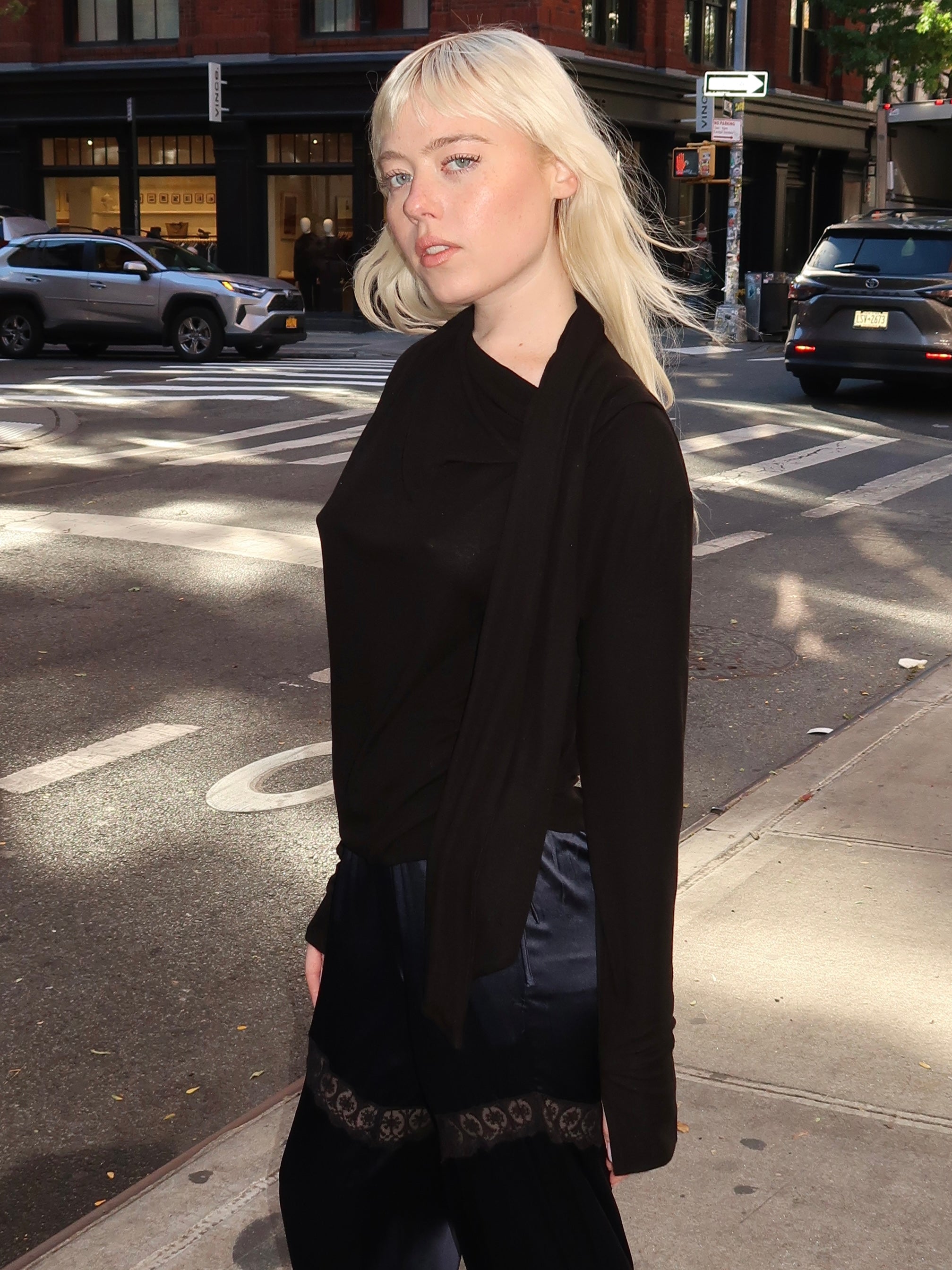 Breanna Scarf Blouse in Black