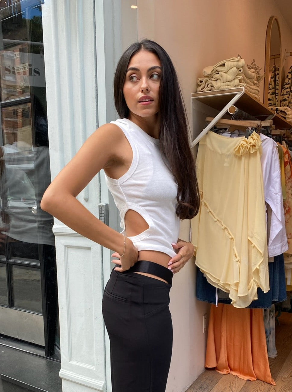 Organic Cotton Cut Out Tank in White