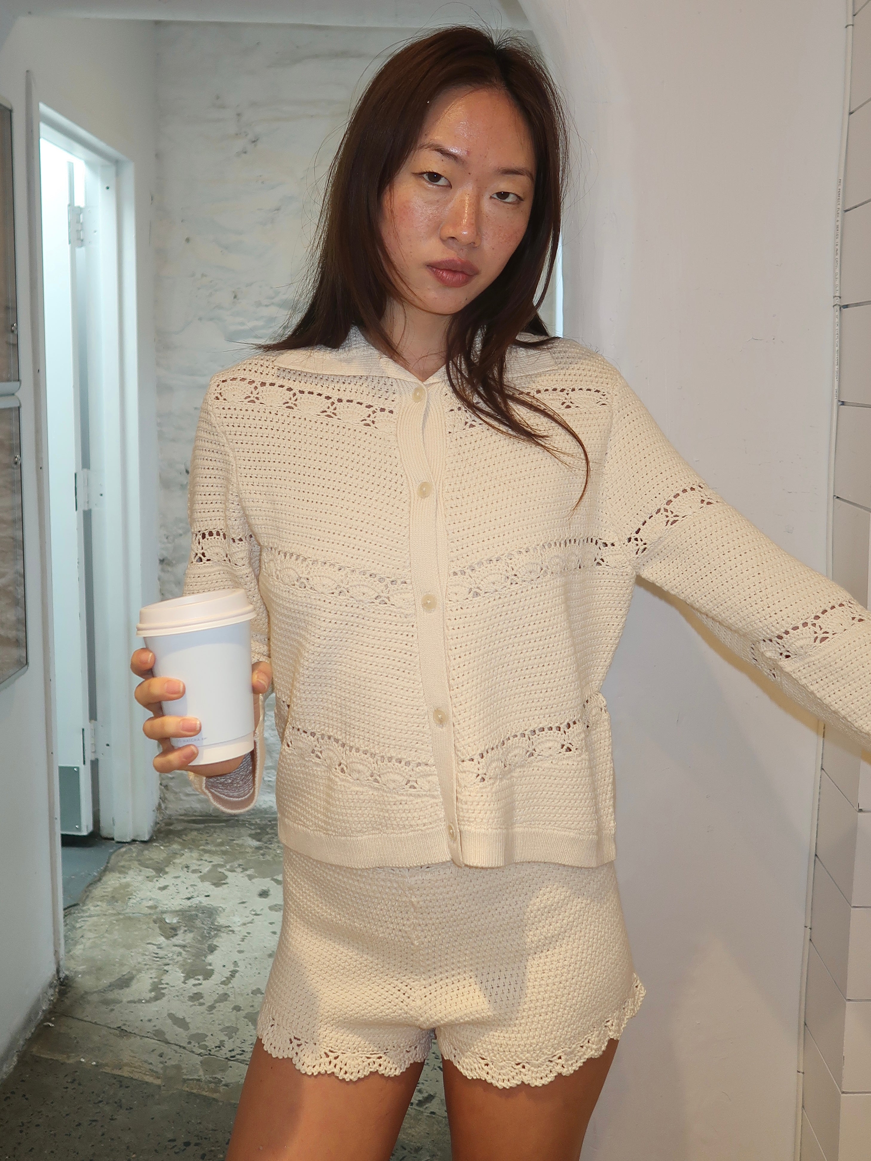 Dylan Cardigan in Pearl