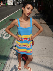 Tammy Dress in Blue Multistripe