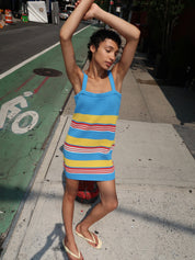 Tammy Dress in Blue Multistripe