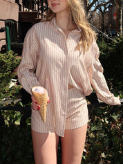 En Vau Shirt in Pinstripe Garnet Blush