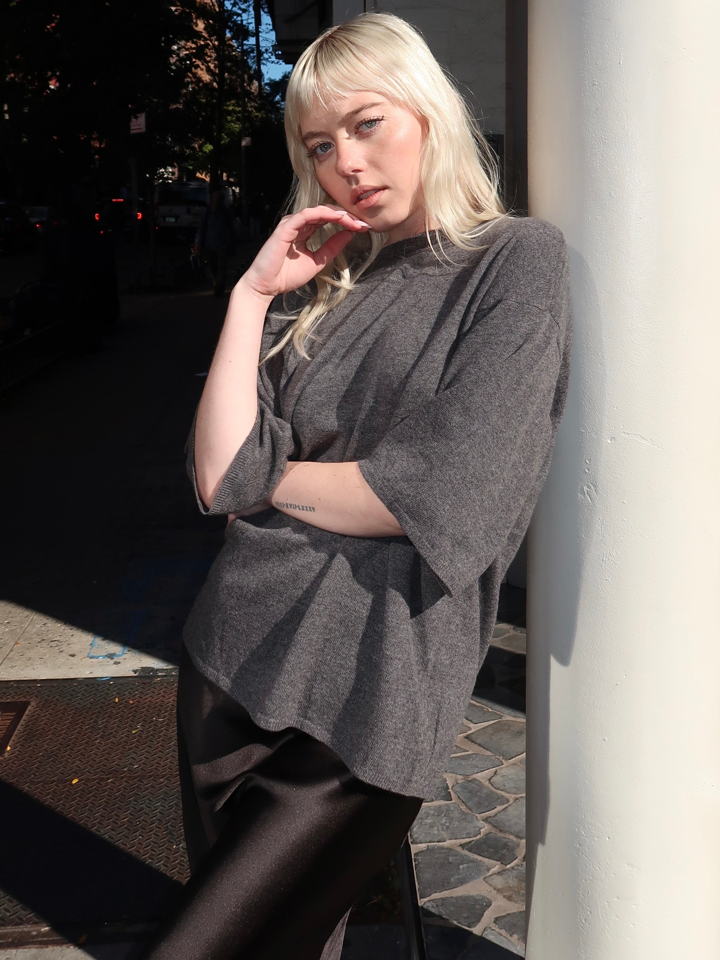 Como Oversized Tee in Grey Melange