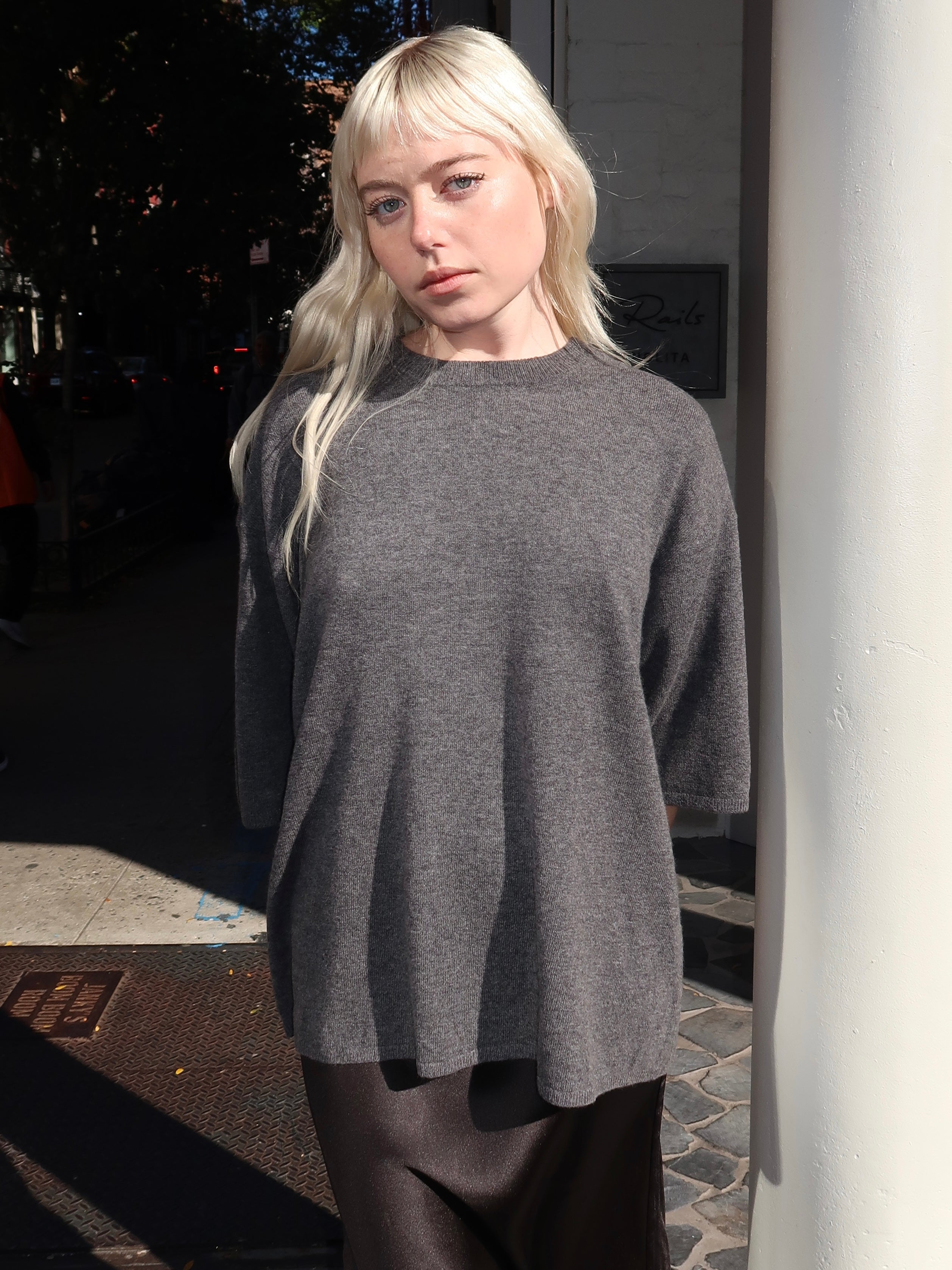 Como Oversized Tee in Grey Melange