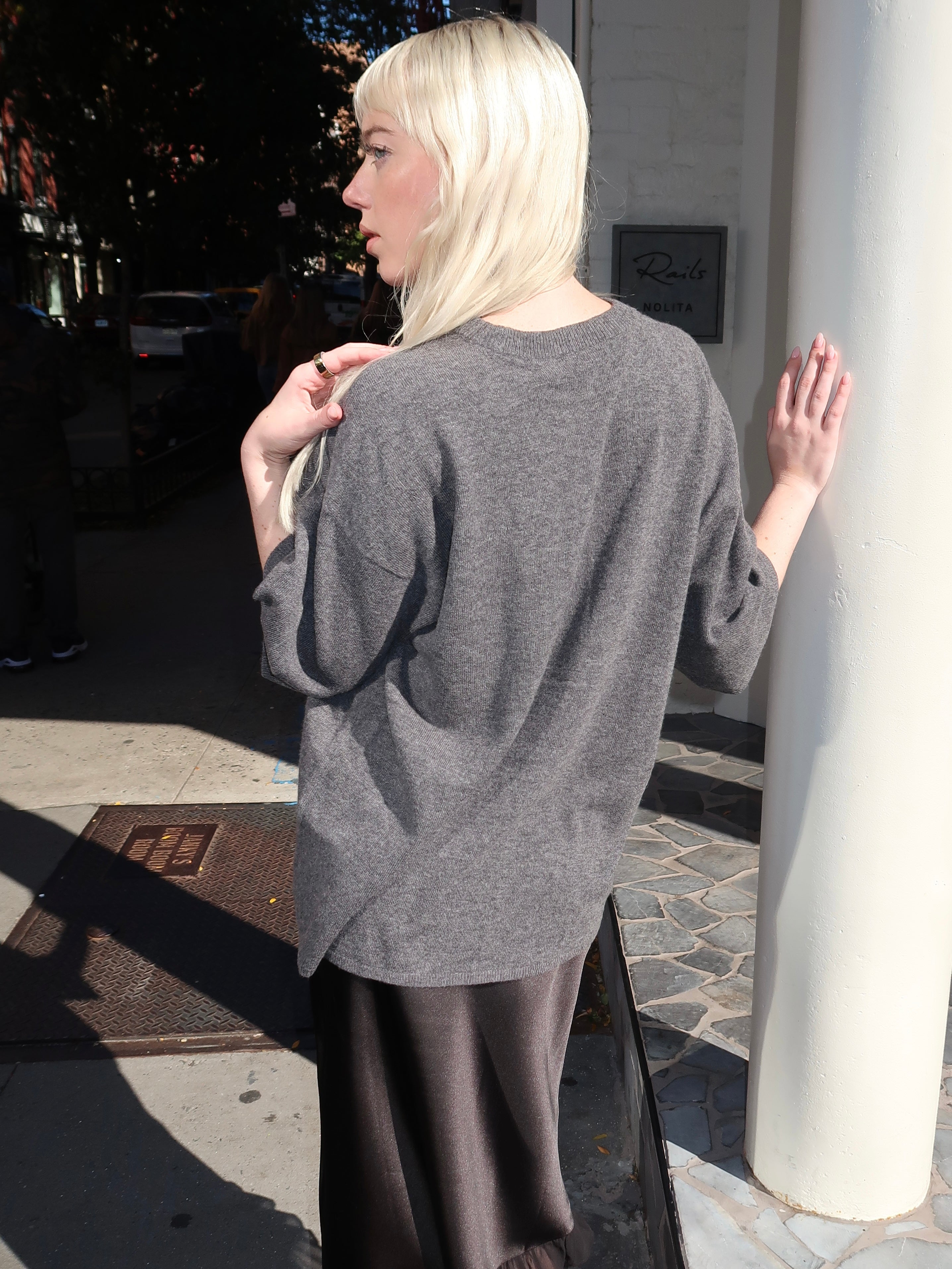 Como Oversized Tee in Grey Melange