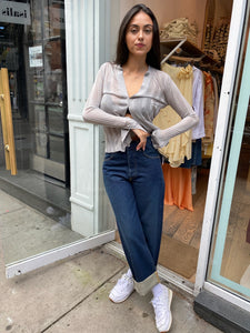 Fine Pleat Knit Shirt in Silver