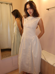Naomi Linen Dress in Beige Melange