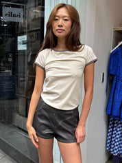 Binded Short Sleeve Tee in Ivory