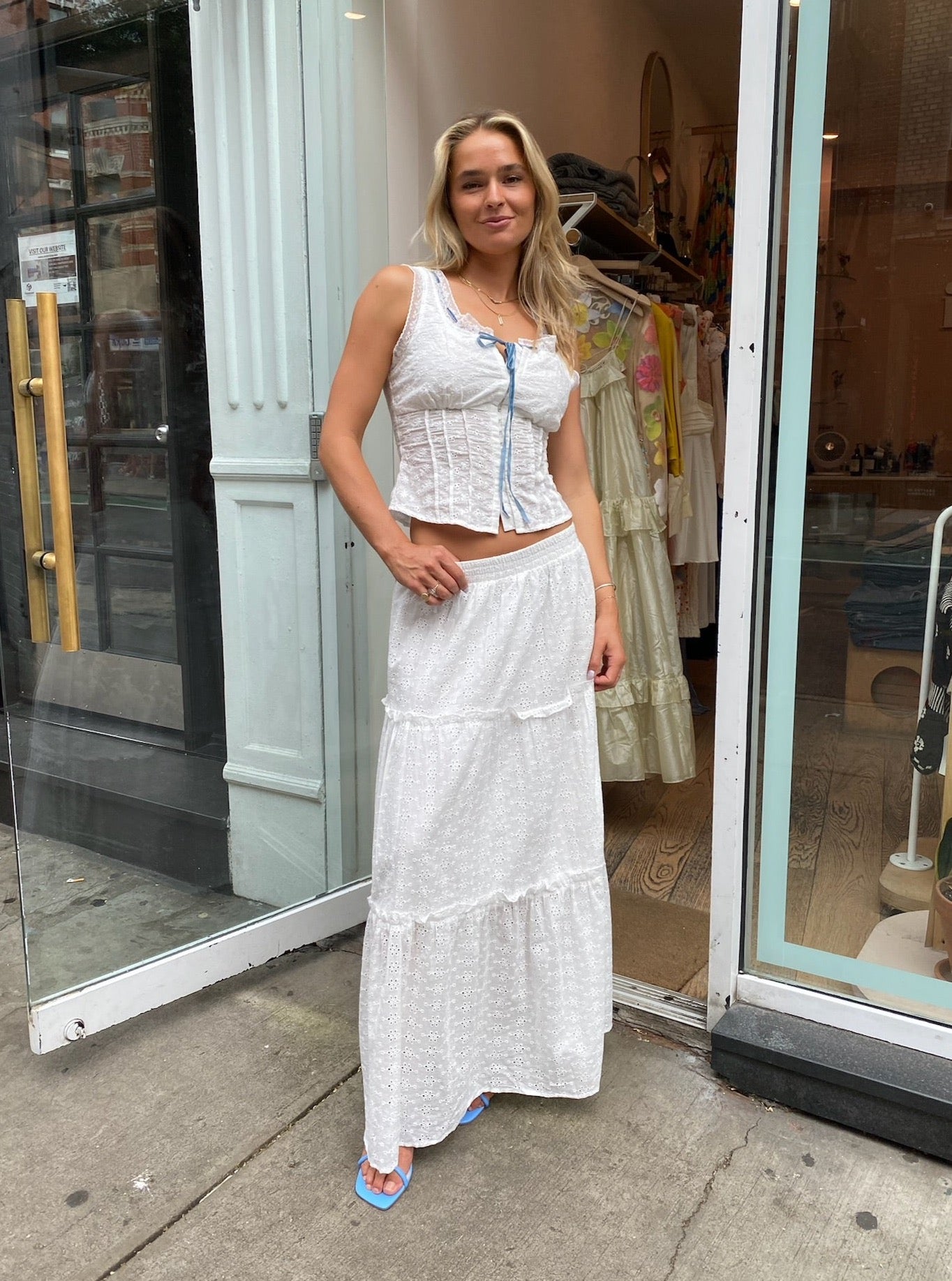 Teagen Ruffle Maxi Skirt in White