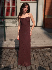 Arielle Slip Maxi Dress in Dark Chocolate