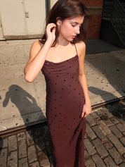 Arielle Slip Maxi Dress in Dark Chocolate