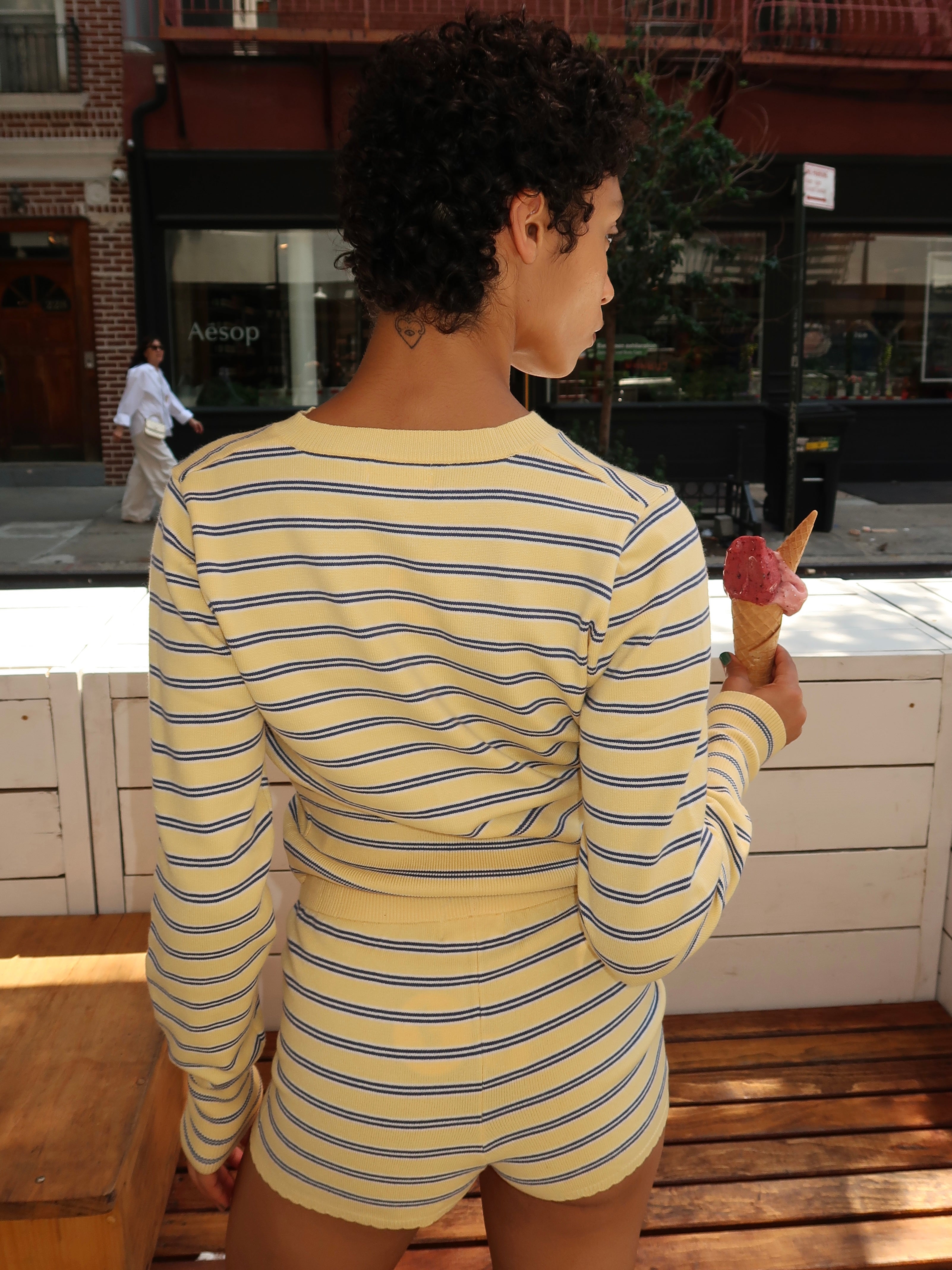 Giana Cardigan in Yellow Stripe