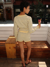 Capen Mini Knit Shorts in Yellow Stripe