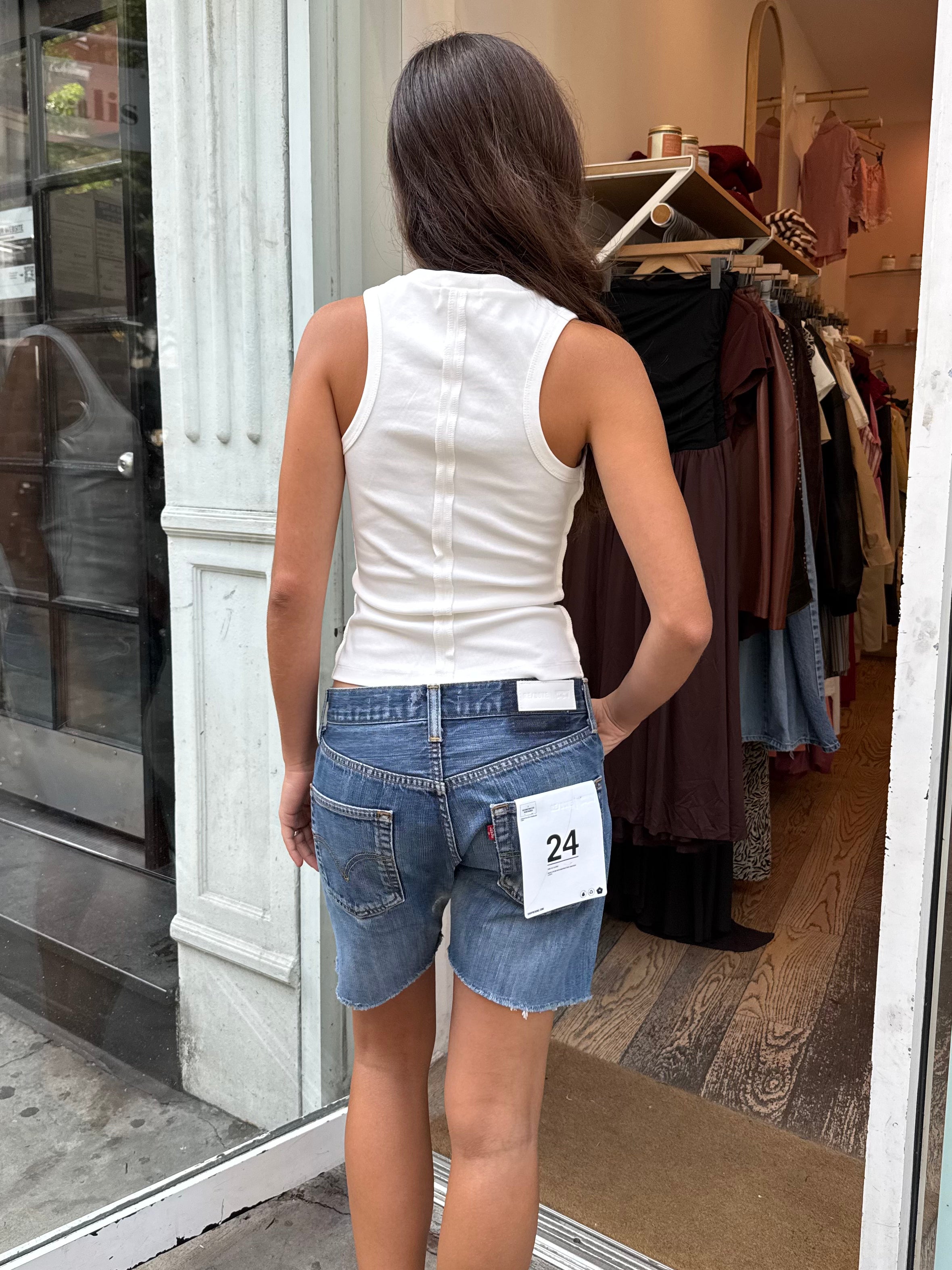 Studded Boy Short in Indigo Bloom
