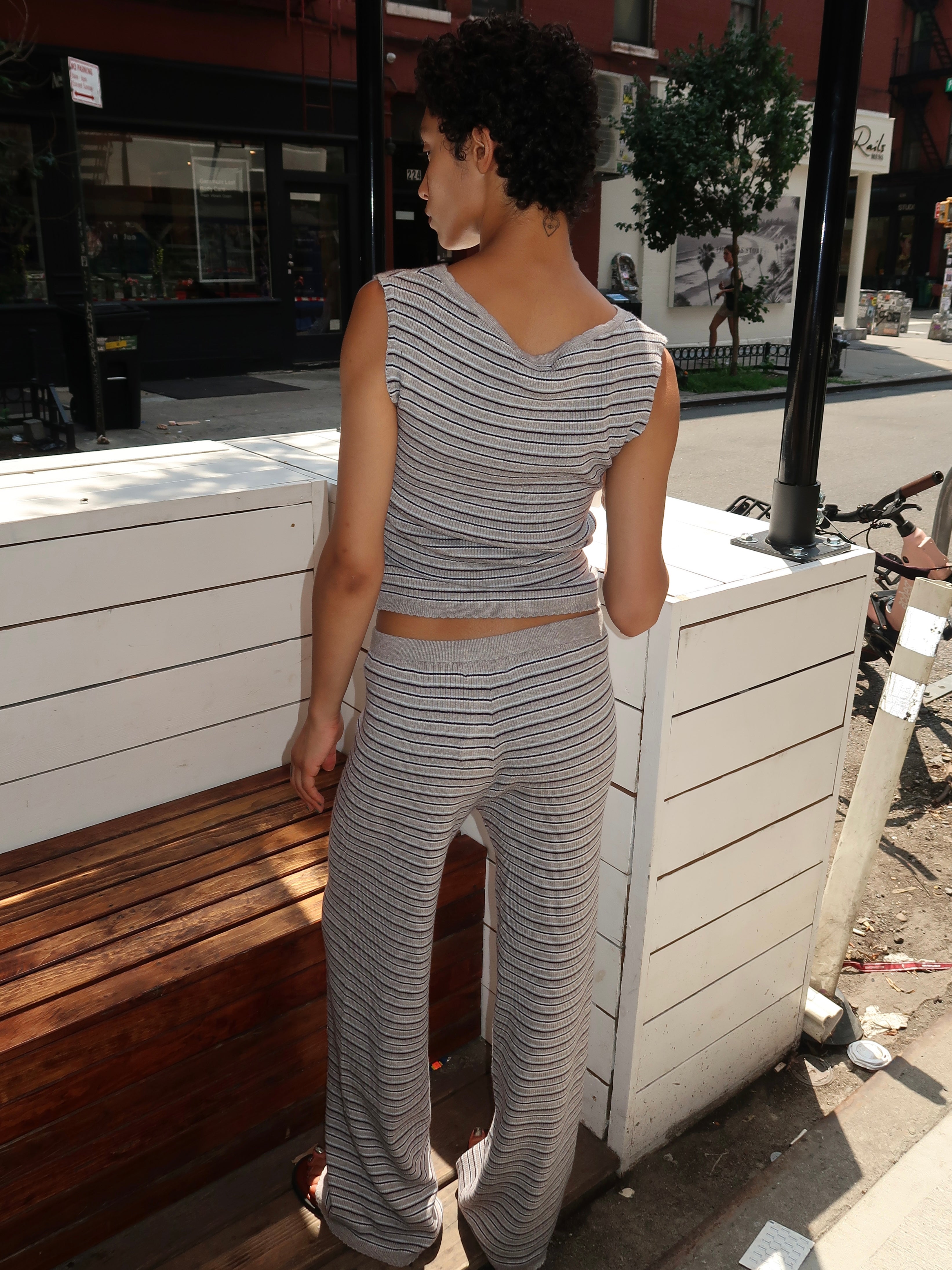 Betty Knit Pants in H.Grey Blue