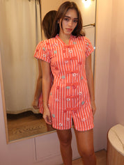Almudena Terry Dress in Red Stripes