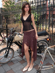 Arielle Asym Skirt in Dark Chocolate Sequin