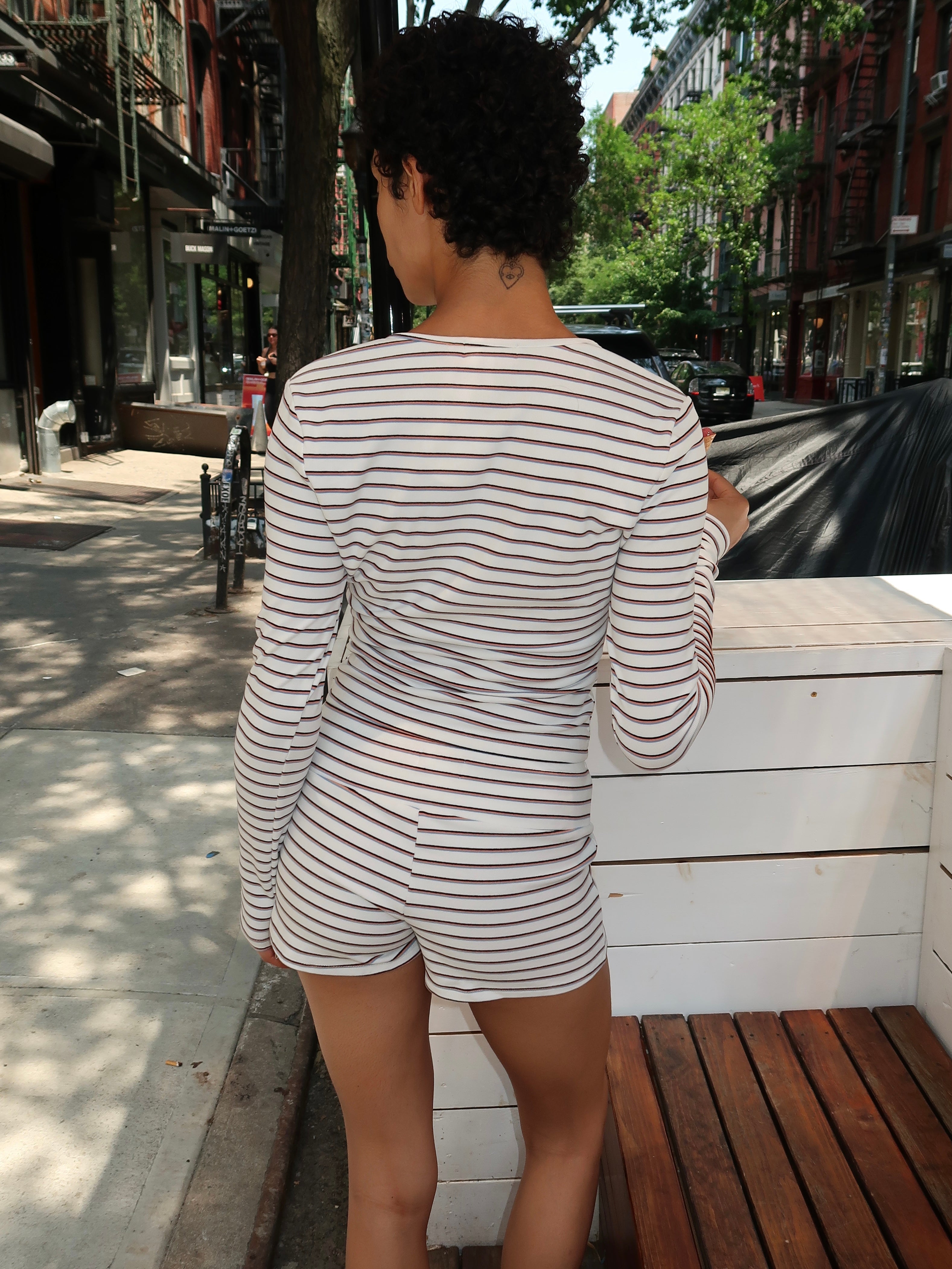 Yas Cardigan in White Stripe