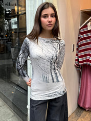 Out of Town Second Skin Top in Grey Fade