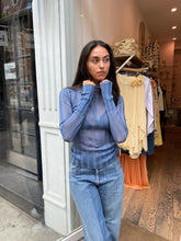 Load image into Gallery viewer, Fine Pleat Long Sleeve Top in Steel Blue
