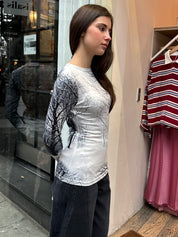 Out of Town Second Skin Top in Grey Fade