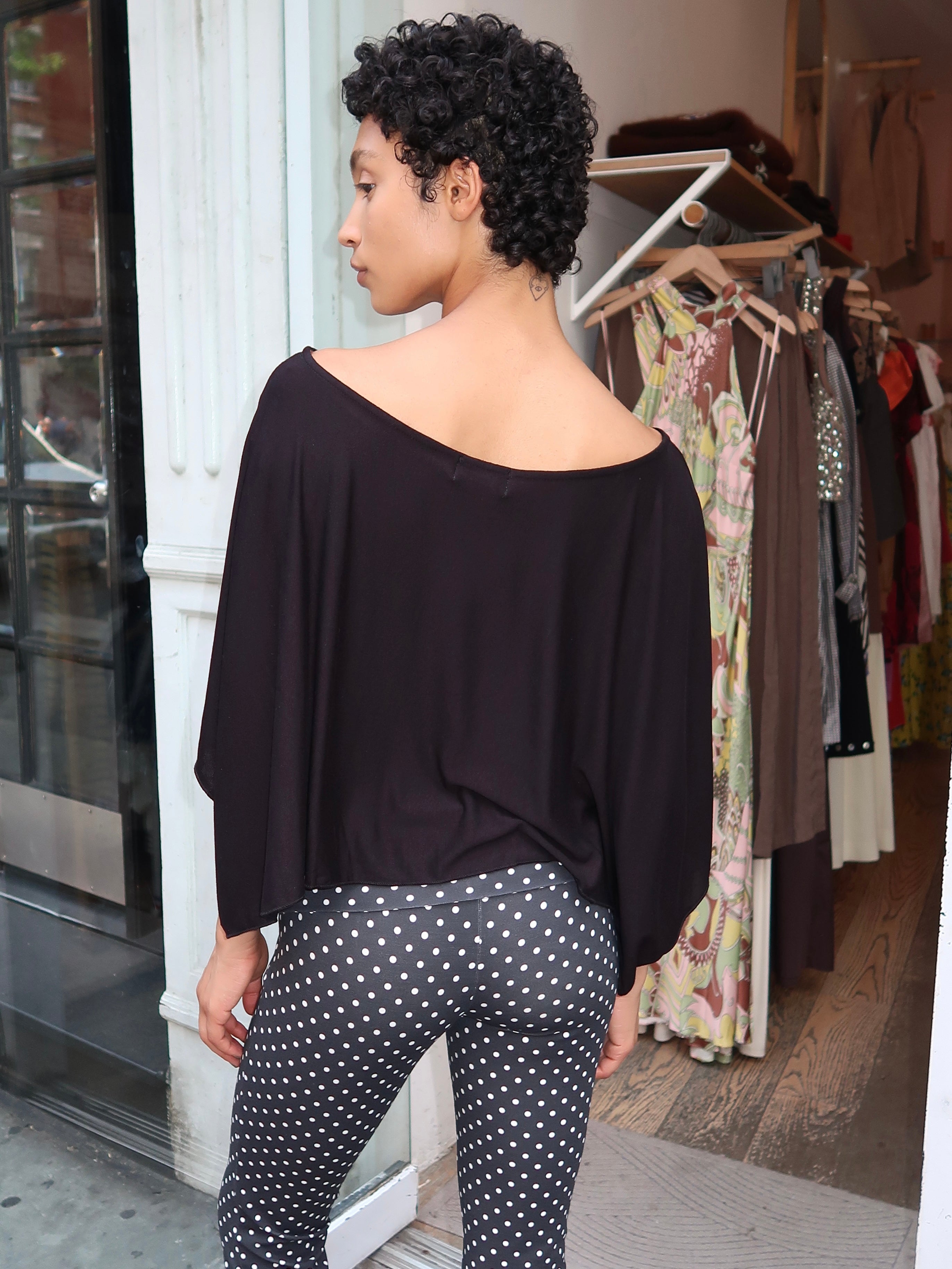 Luciana Poncho Top in Black