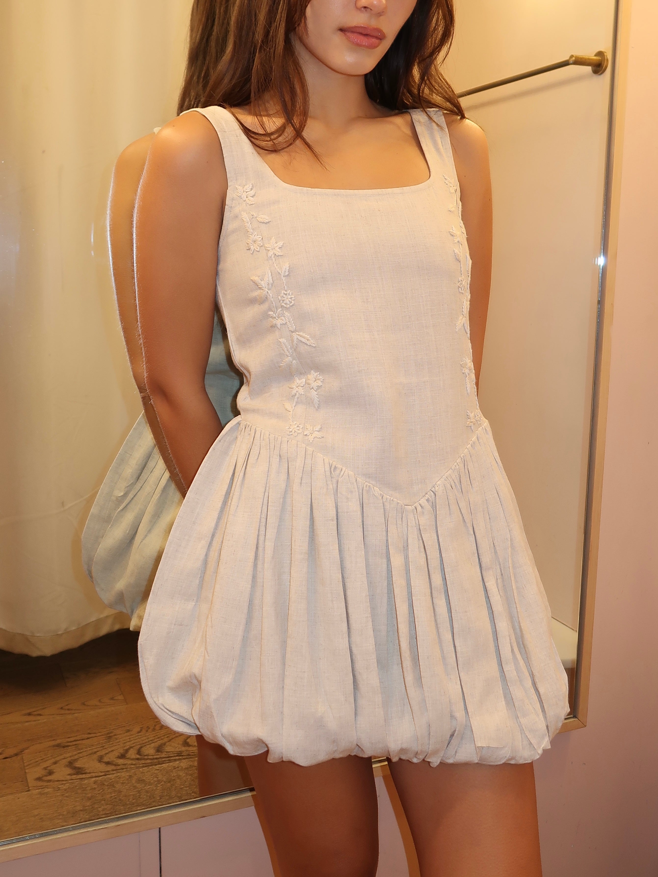 Abby Linen Dress in Beige Melange