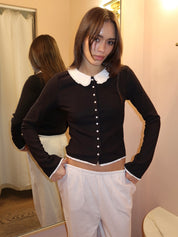 Kaia Collard Long Sleeve in Black