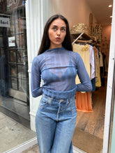 Load image into Gallery viewer, Fine Pleat Long Sleeve Top in Steel Blue
