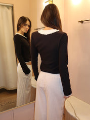 Kaia Collard Long Sleeve in Black