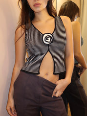Aquiles Knit Top in Black & White