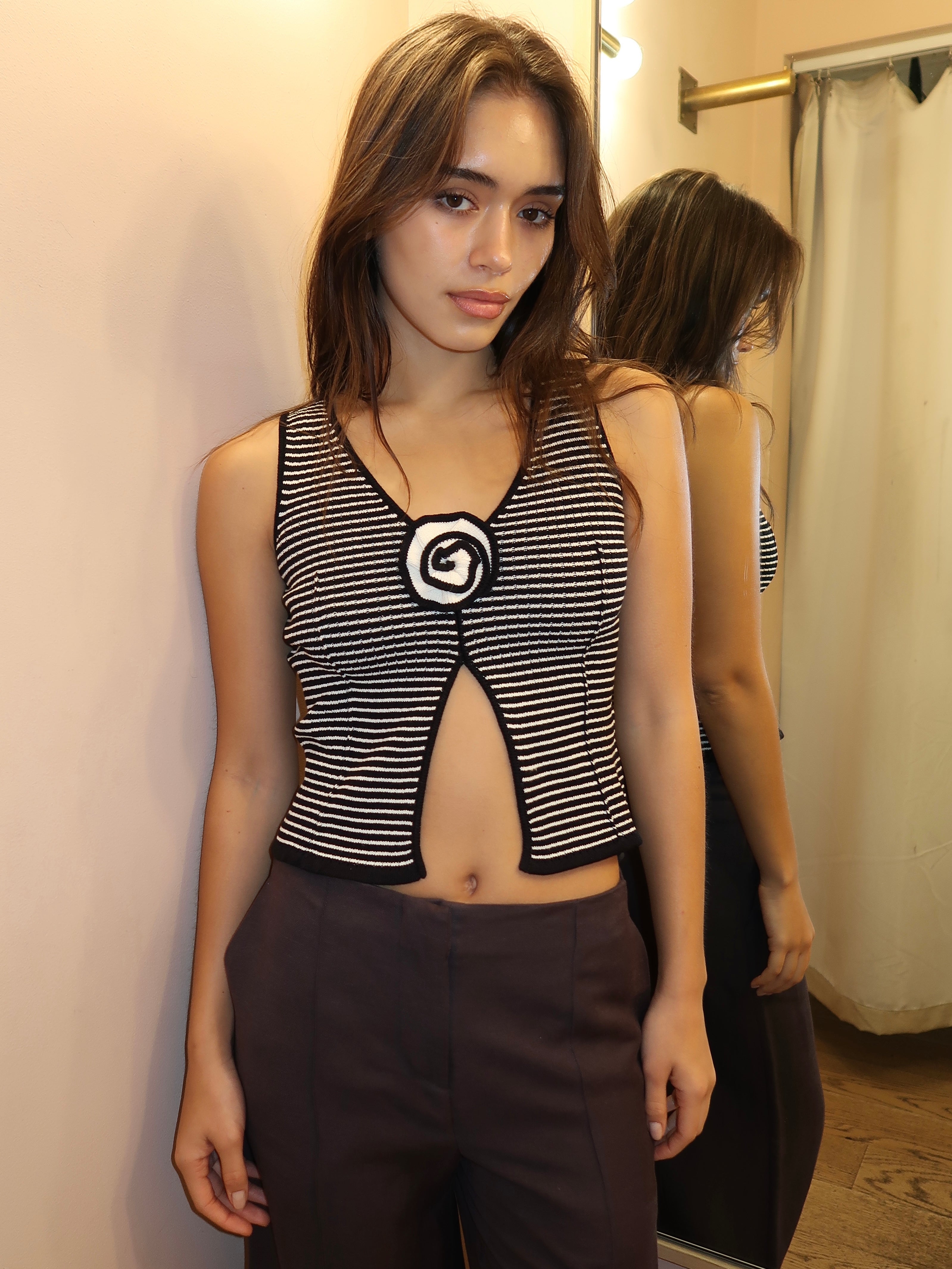Aquiles Knit Top in Black & White