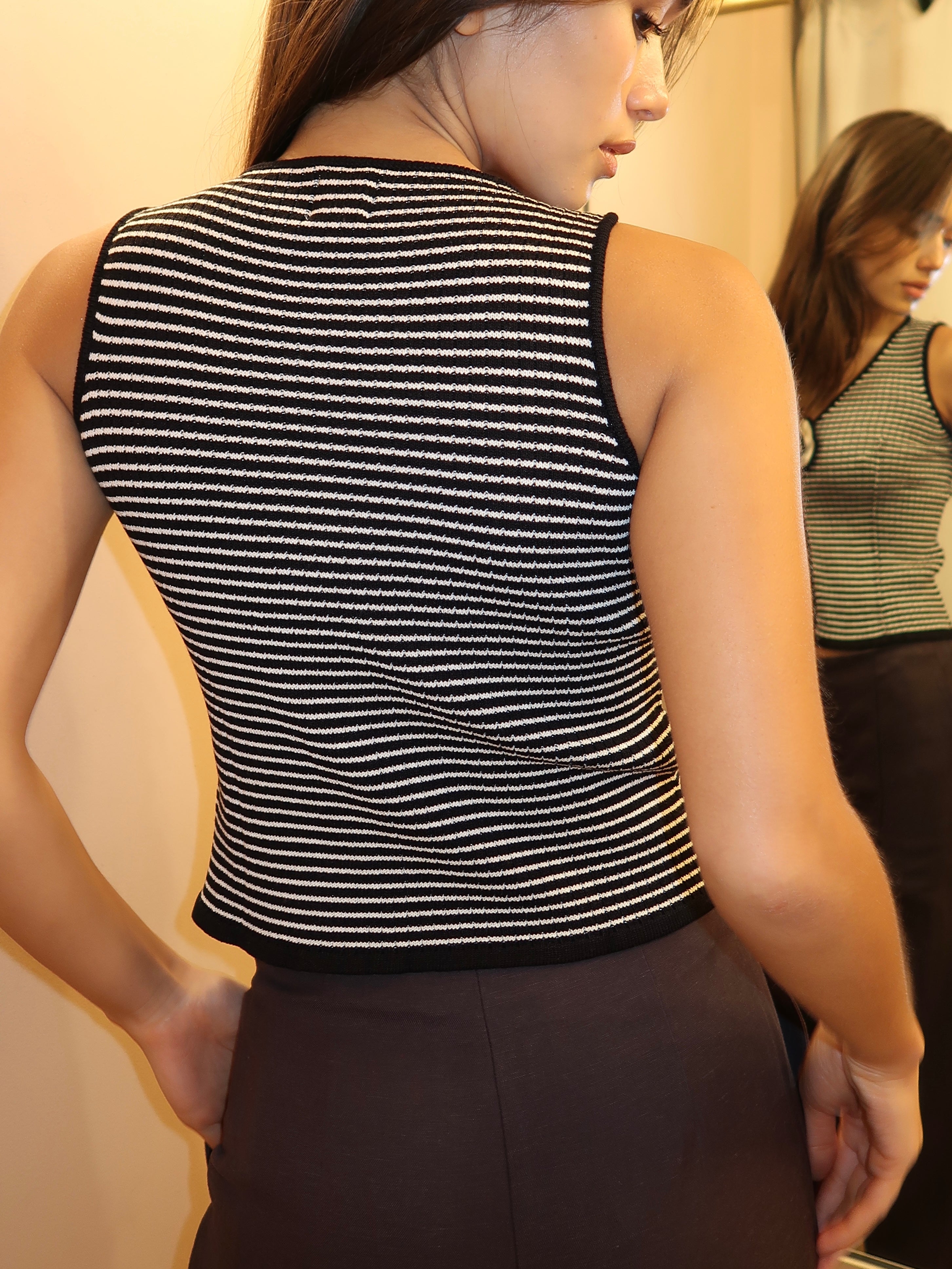 Aquiles Knit Top in Black & White