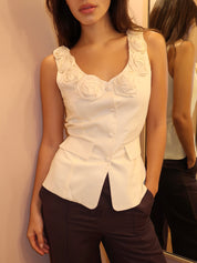 Loire Linen Top in Ivory