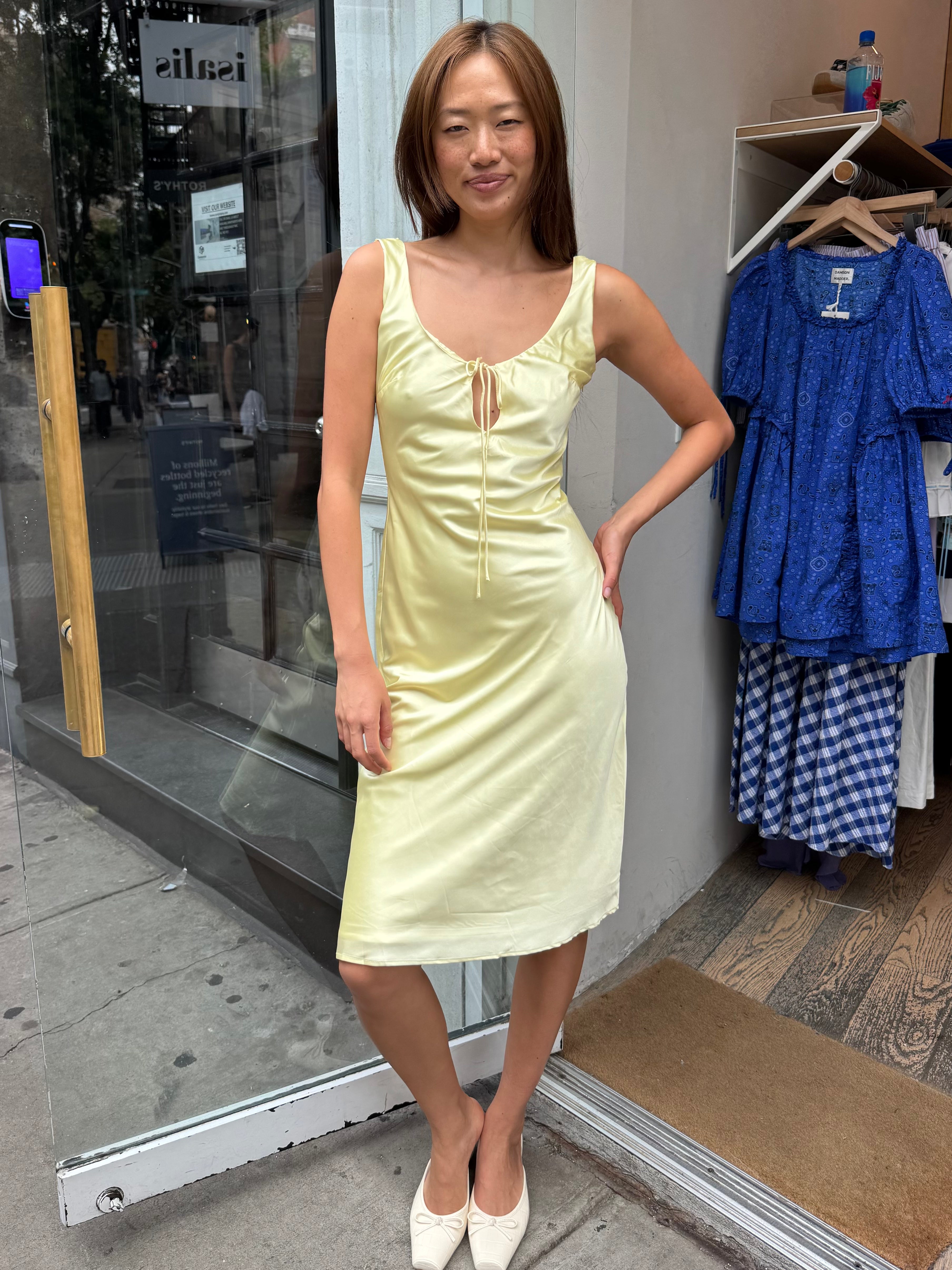 Andie Keyhole Midi Dress in Lemon