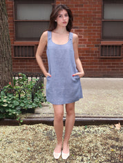 Thea Shift Dress in Steel Blue