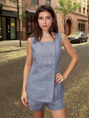 Thea Vest in Steel Blue