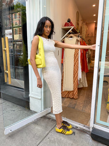Kiki Mesh Midi Dress in Milk