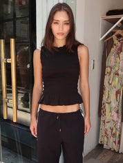 Phoebe Smocked Tank in Black