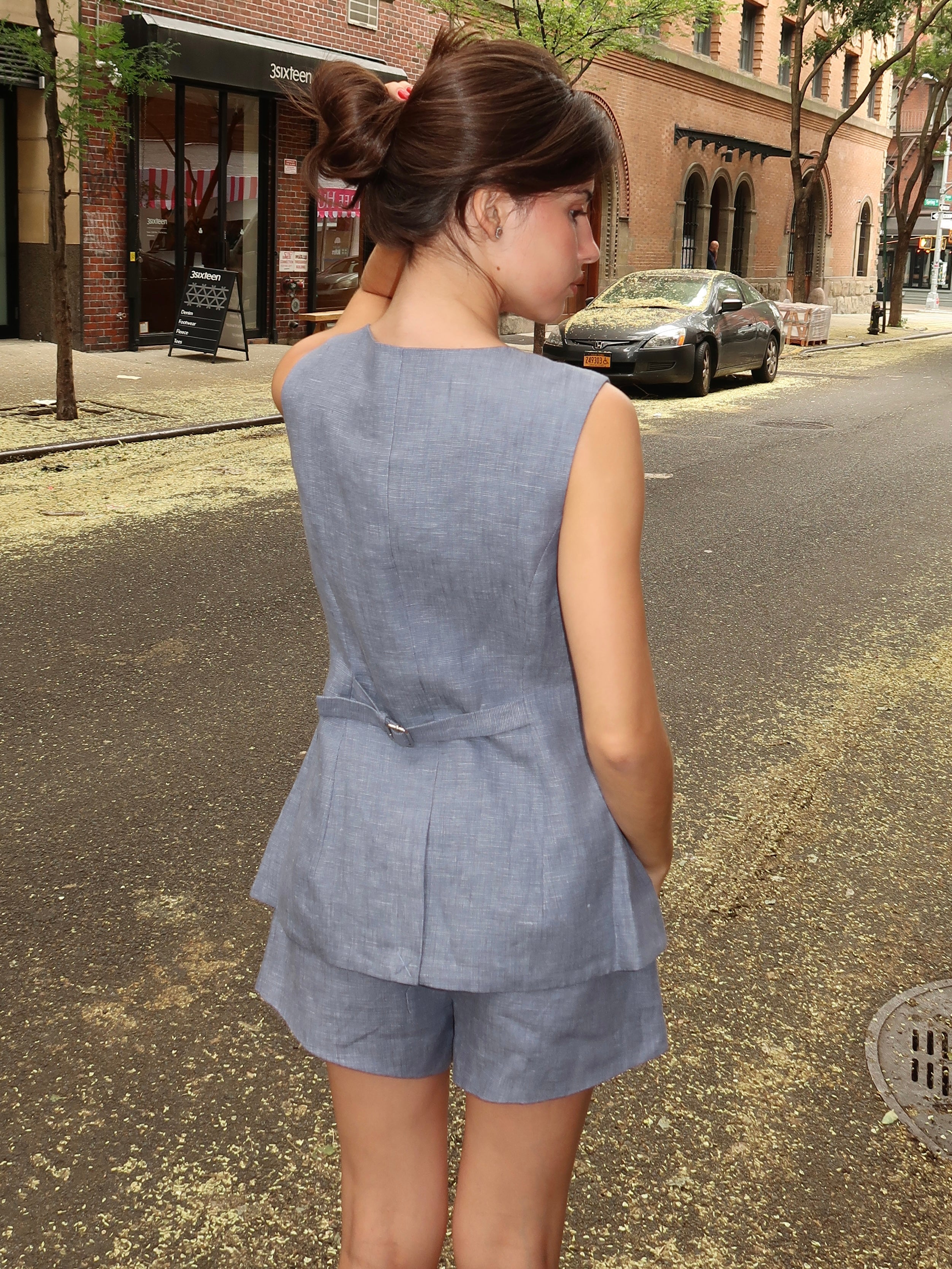 Thea Vest in Steel Blue