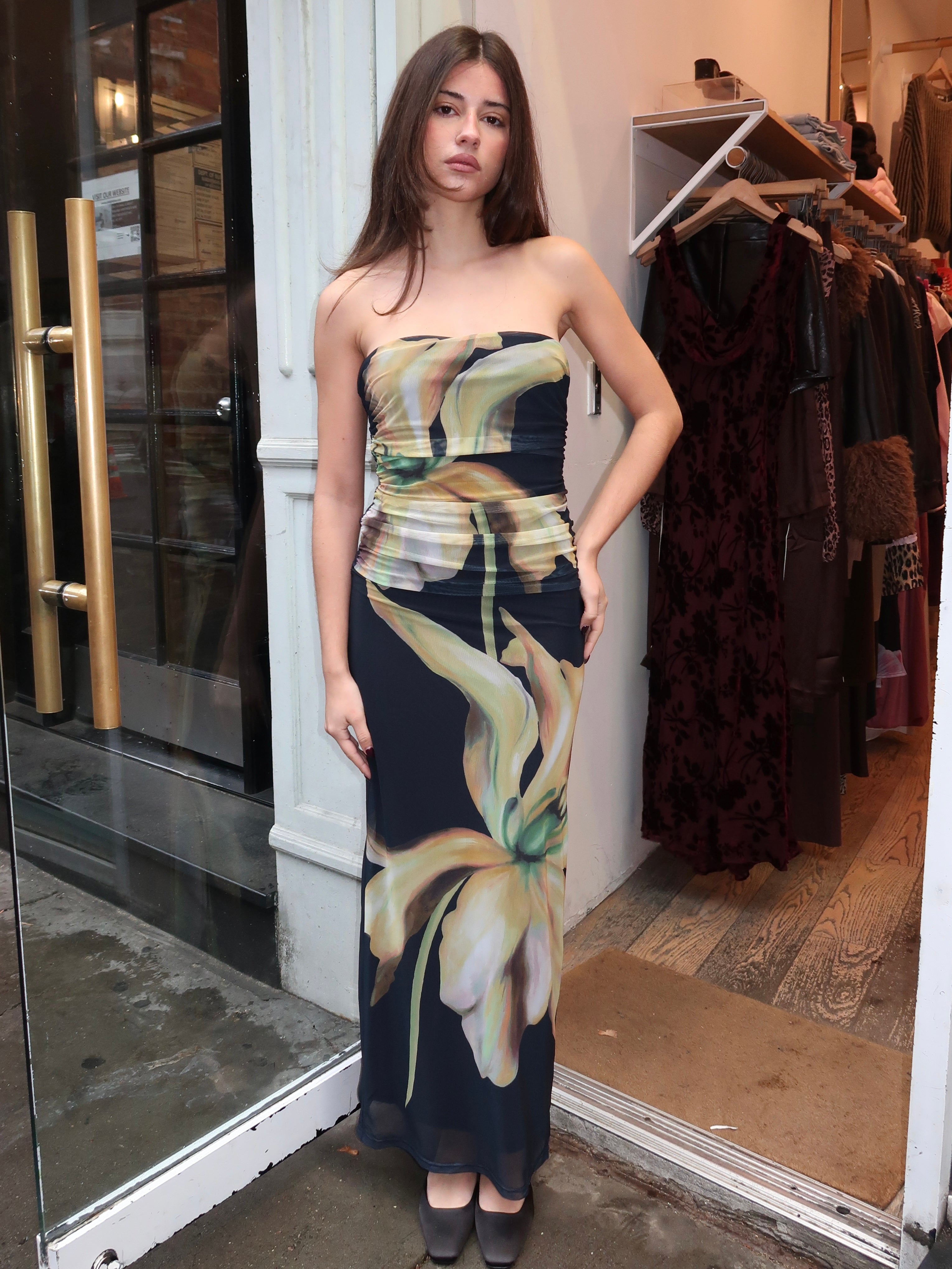 Sura Strapless Dress in Midnight Lilium